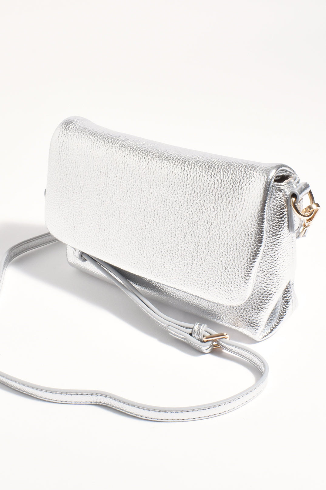 ADORNE ELLIE KNOTTED FOLD OVER BAG - SILVER