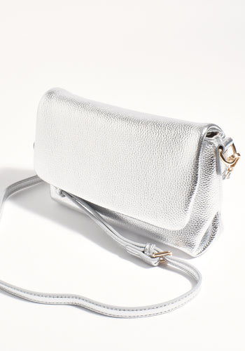 ADORNE ELLIE KNOTTED FOLD OVER BAG - SILVER