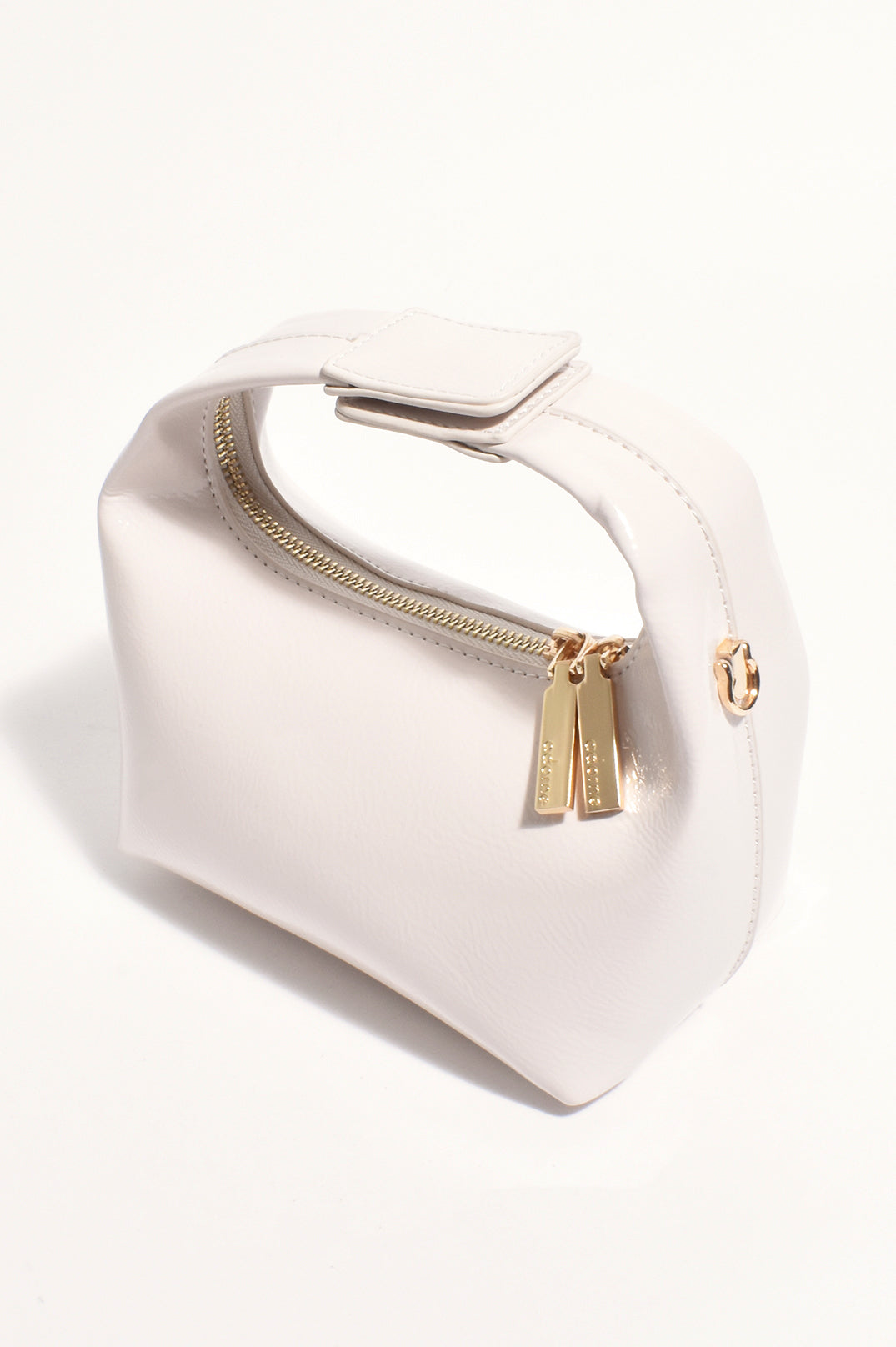 ADORNE LIA PATENT CURVED SMALL BAG - CREAM