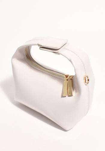 ADORNE LIA PATENT CURVED SMALL BAG - CREAM