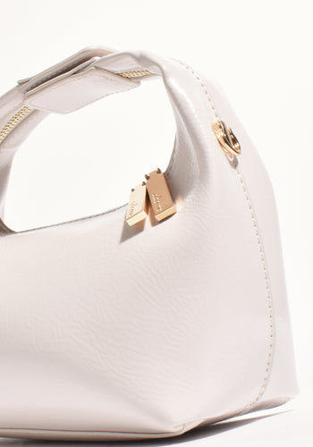 ADORNE LIA PATENT CURVED SMALL BAG - CREAM