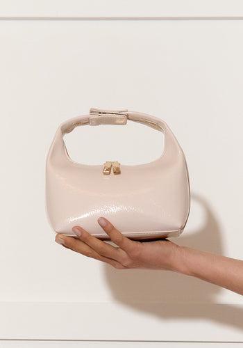 ADORNE LIA PATENT CURVED SMALL BAG - CREAM