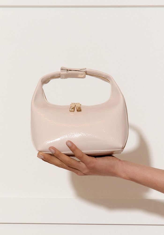 ADORNE LIA PATENT CURVED SMALL BAG - CREAM