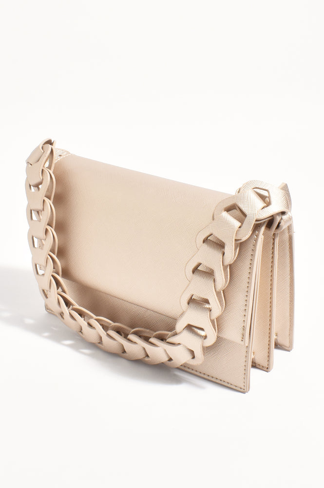 Load image into Gallery viewer, ADORNE JESSICA STRUCTURED CHAIN HANDBAG - GOLD