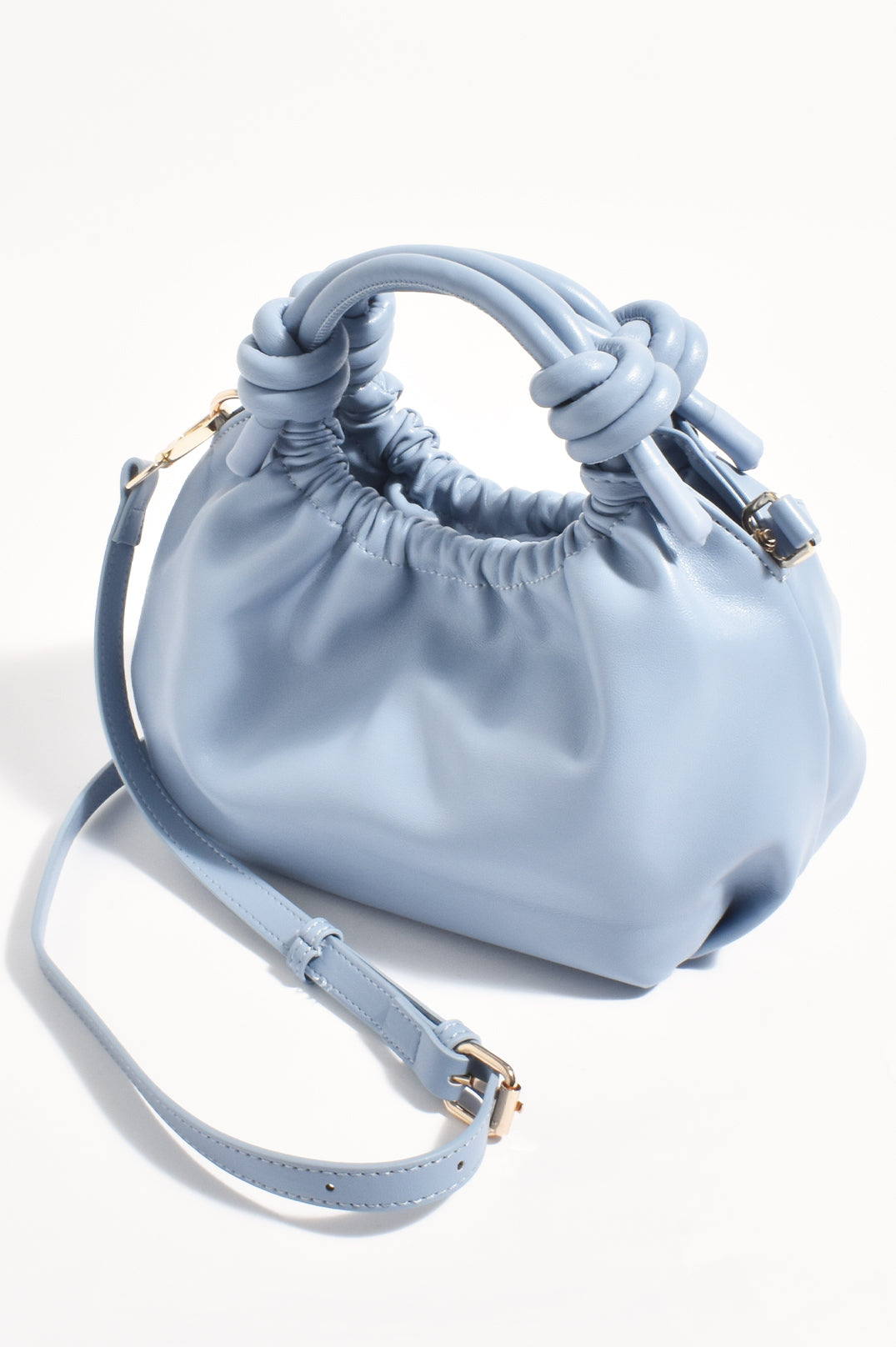 ADORNE KNOTTED HANDLE SLOUCHY HANDBAG - BLUE