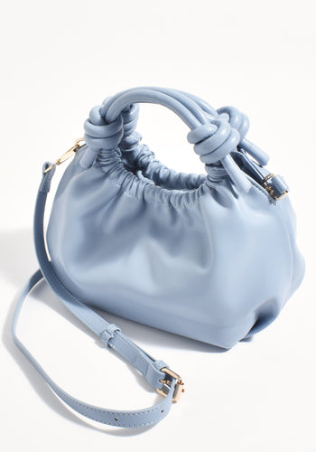 ADORNE KNOTTED HANDLE SLOUCHY HANDBAG - BLUE