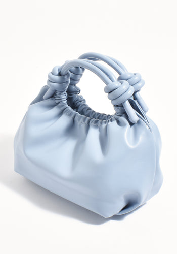 ADORNE KNOTTED HANDLE SLOUCHY HANDBAG - BLUE