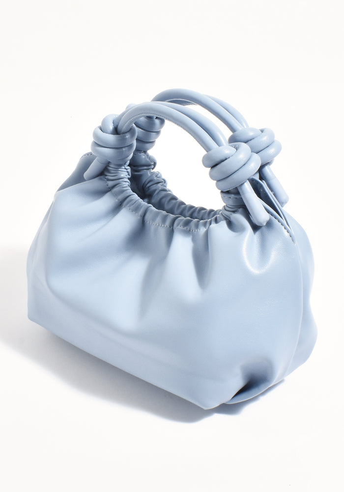 ADORNE KNOTTED HANDLE SLOUCHY HANDBAG - BLUE