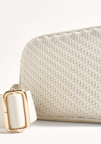 ADORNE PERCY WEAVE CROSSBODY BAG - CREAM