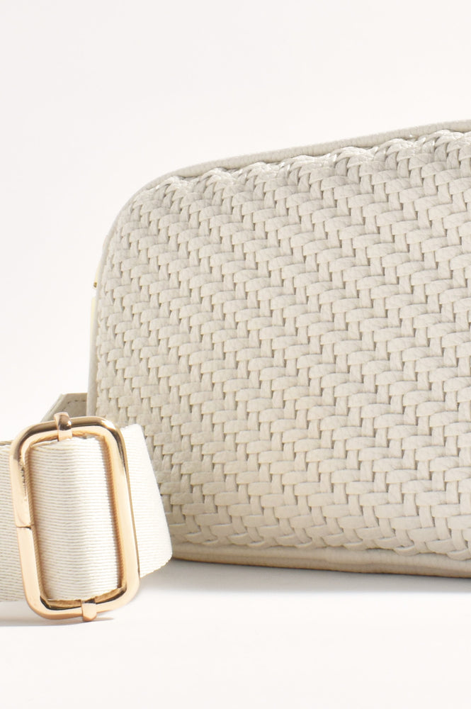 Load image into Gallery viewer, ADORNE PERCY WEAVE CROSSBODY BAG - CREAM