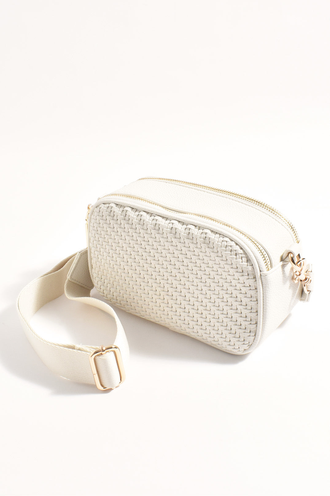 ADORNE PERCY WEAVE CROSSBODY BAG - CREAM