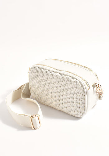 ADORNE PERCY WEAVE CROSSBODY BAG - CREAM