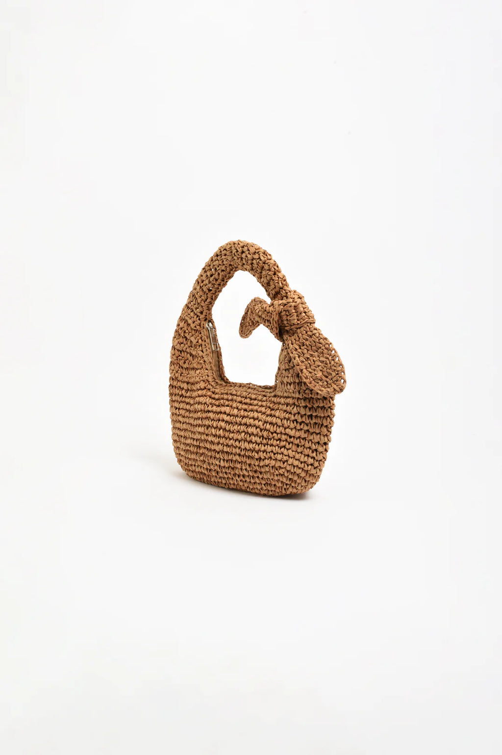 ADORNE BOW HANDLE MINI BASKET - CAMEL