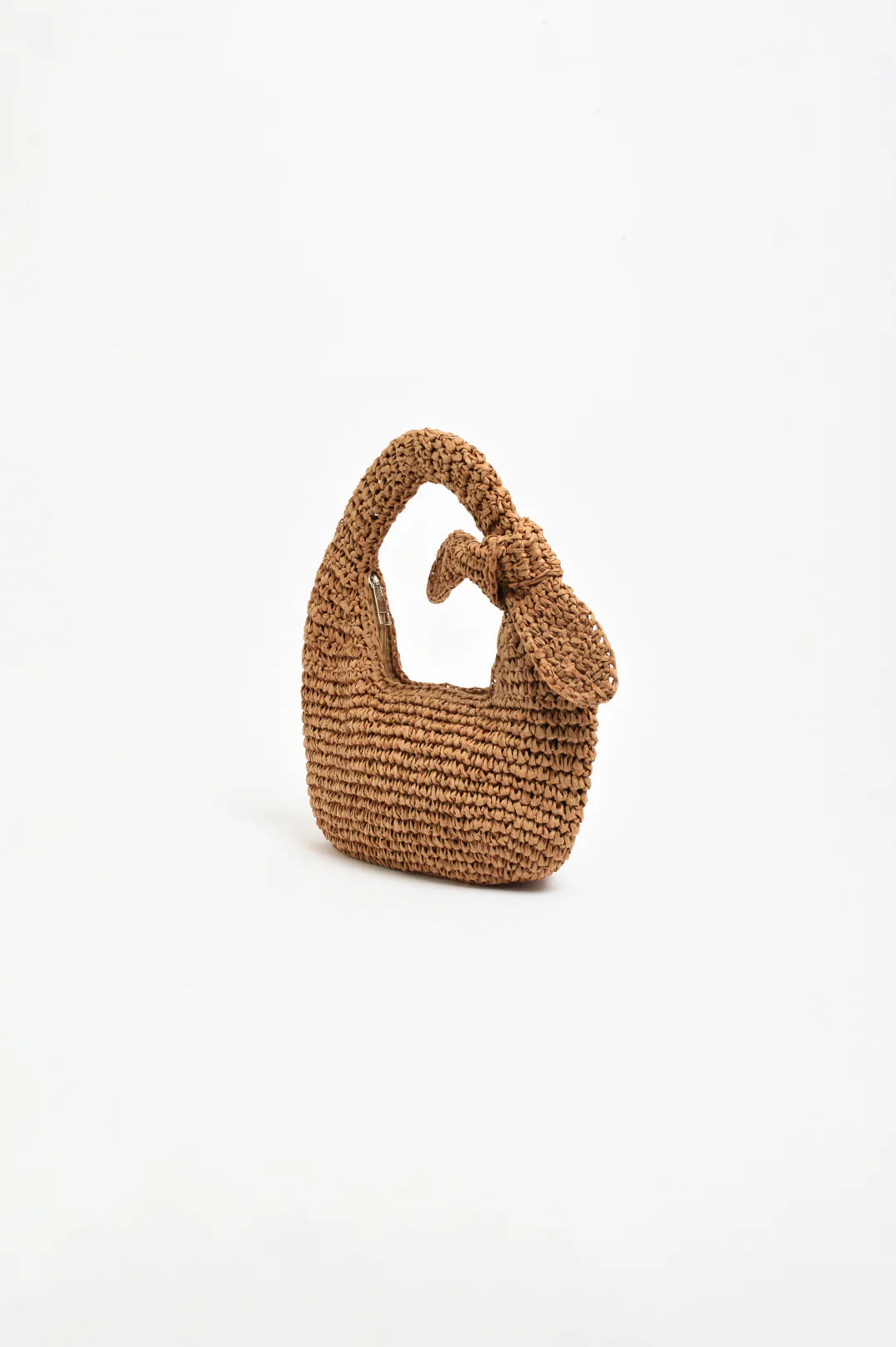 ADORNE BOW HANDLE MINI BASKET - CAMEL