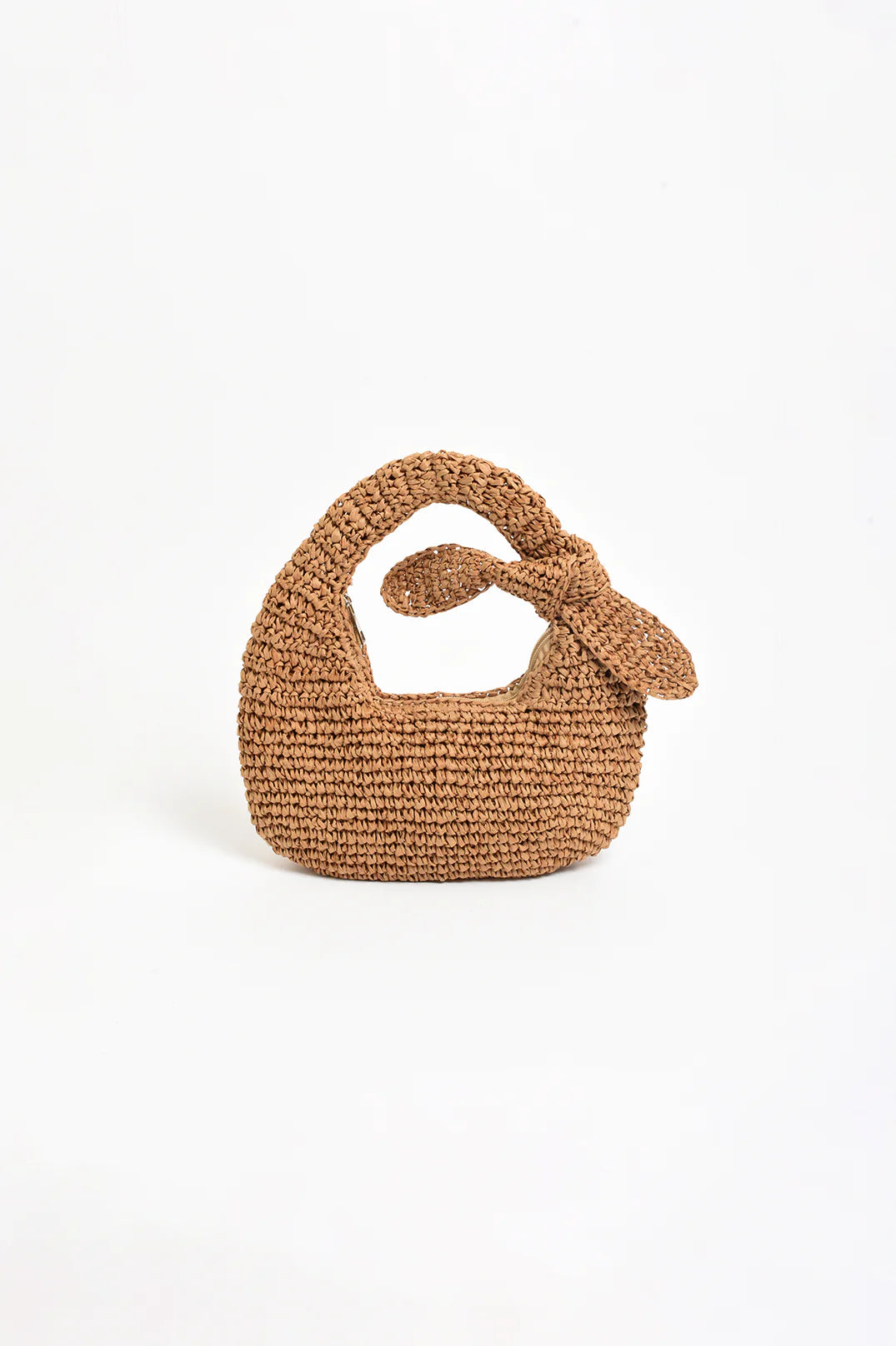 ADORNE BOW HANDLE MINI BASKET - CAMEL