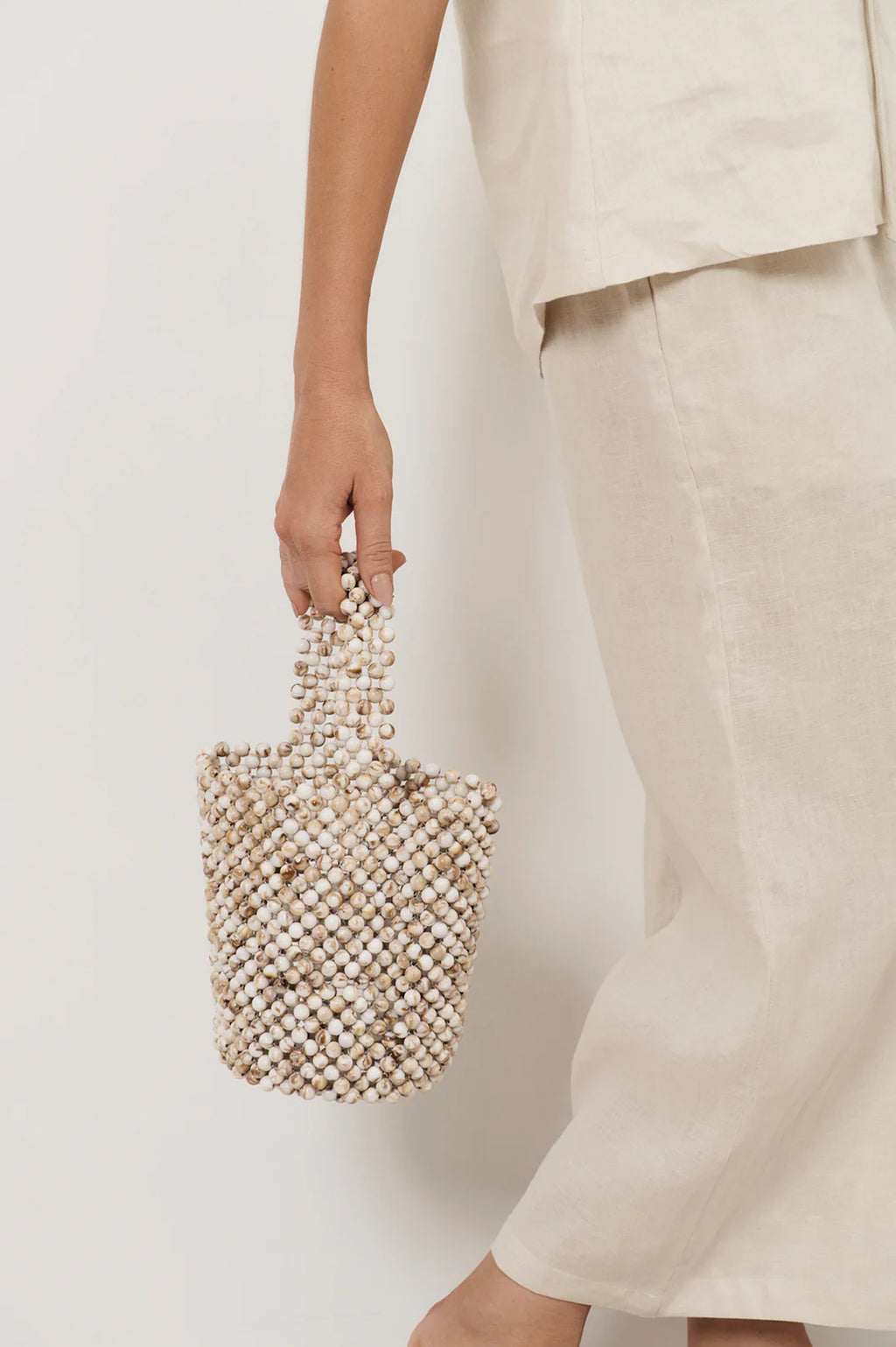 ADORNE MARBLE BEAD MINI BAG - NATURAL