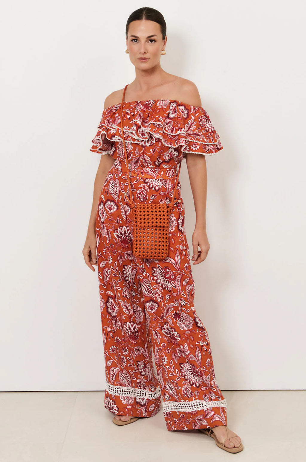 ADORNE WOVEN SATIN MINI CROSSBODY BAG - ORANGE