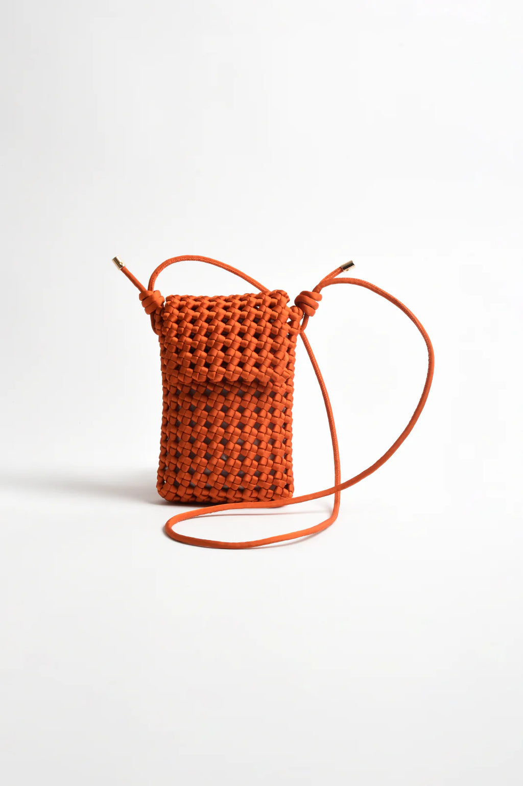ADORNE WOVEN SATIN MINI CROSSBODY BAG - ORANGE