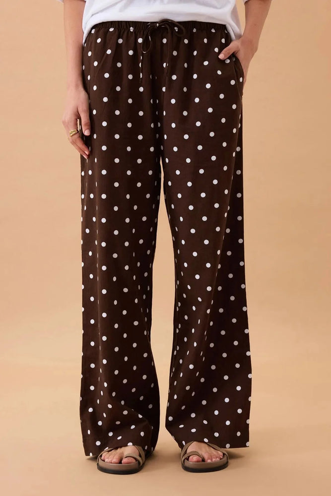 Load image into Gallery viewer, CERES LIFE RESORT PANT - CHOC POLKA DOT