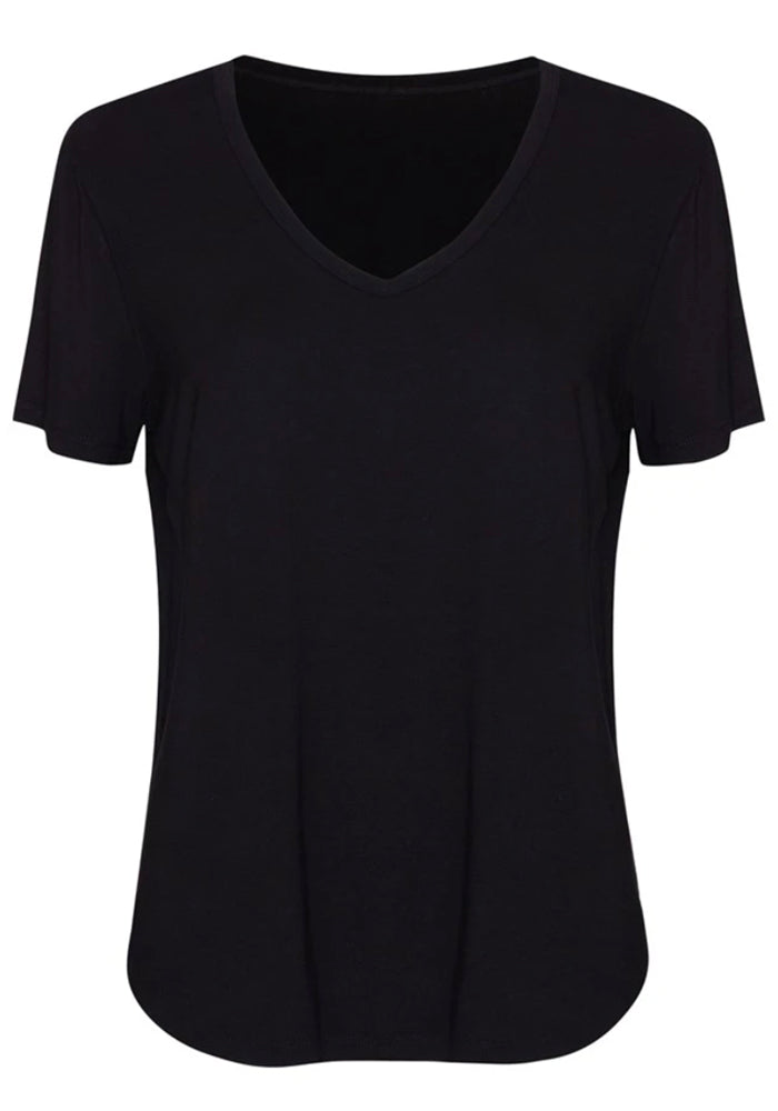 Load image into Gallery viewer, LOU LOU VERONICA V NECK BAMBOO TEE - BLACK