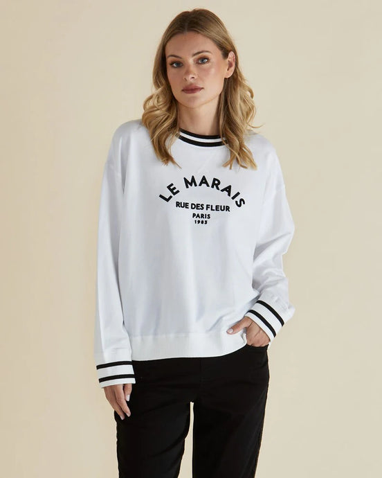 BETTY BASICS MARAIS SWEAT - WHITE