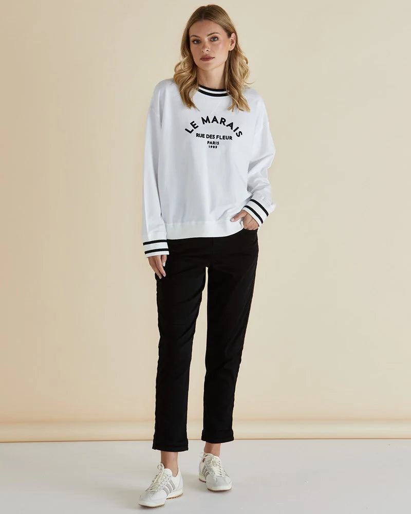 BETTY BASICS MARAIS SWEAT - WHITE