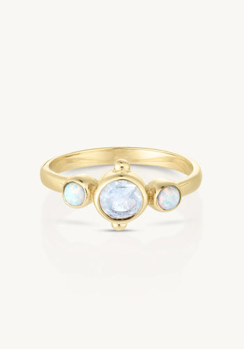 TONI MAY CORA MOONSTONE & OPAL RING - GOLD