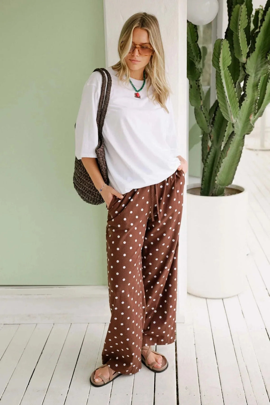 CERES LIFE RESORT PANT - CHOC POLKA DOT