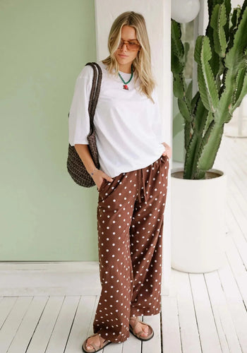 CERES LIFE RESORT PANT - CHOC POLKA DOT