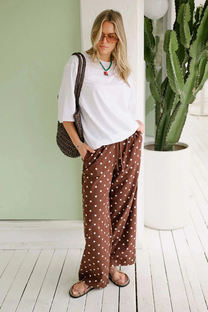 Load image into Gallery viewer, CERES LIFE RESORT PANT - CHOC POLKA DOT