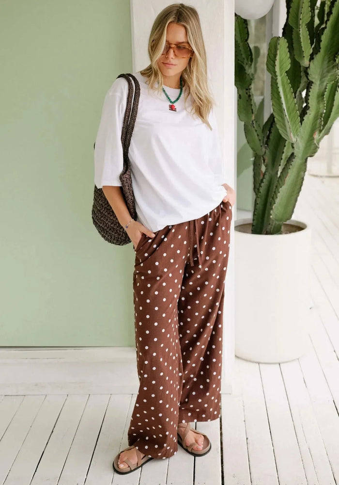 CERES LIFE RESORT PANT - CHOC POLKA DOT