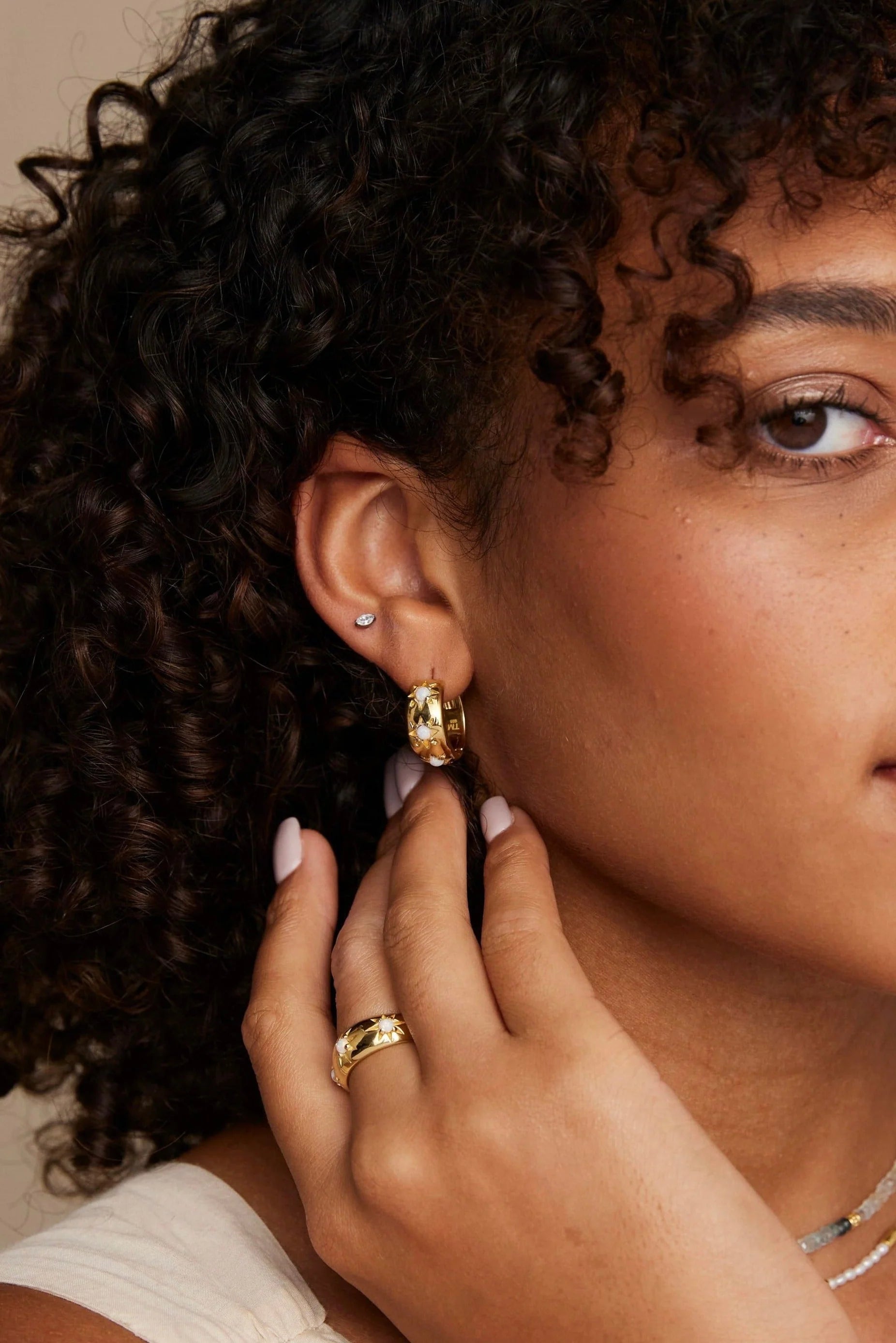 TONI MAY ALINA HOOPS - OPAL/GOLD