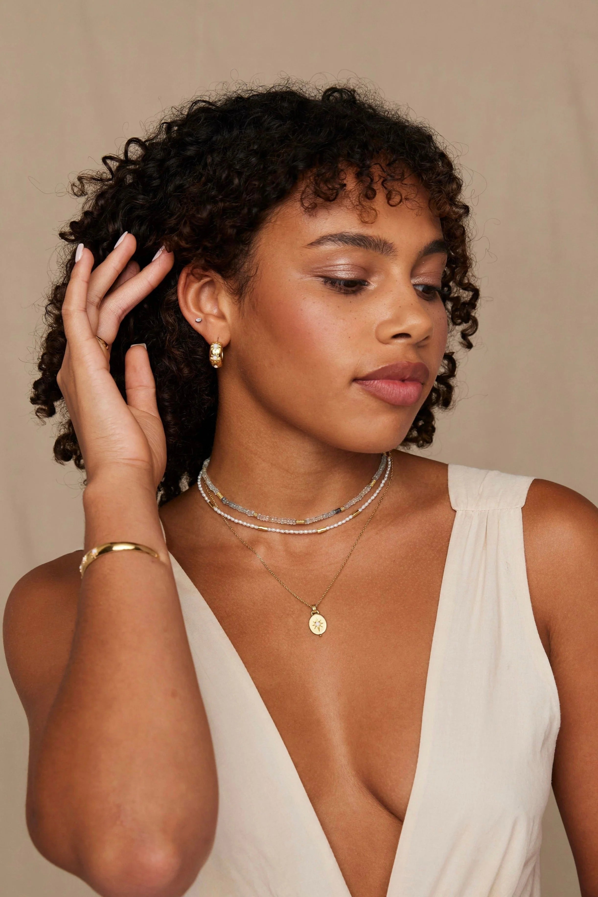 TONI MAY ALINA HOOPS - OPAL/GOLD