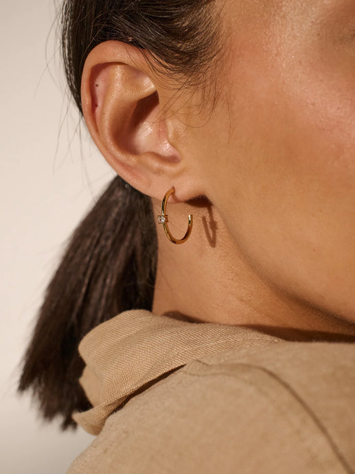 MINIMAL DIAMANTE EARRINGS - GOLD