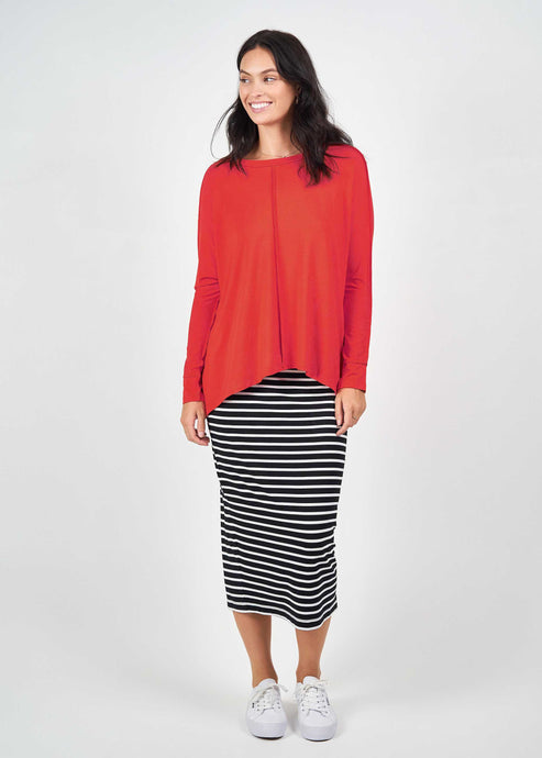 LOU LOU STELLA BAMBOO SLOUCH TEE -  RED