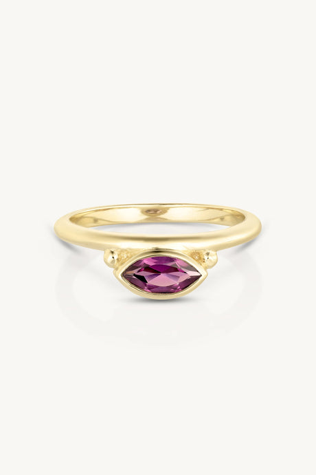TONI MAY NYRA MARQUISE RHODOLITE STACKER RING - GOLD