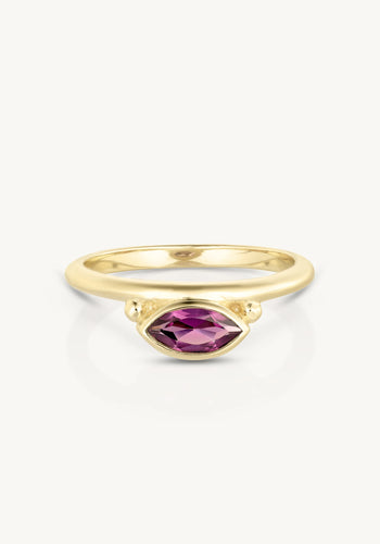 TONI MAY NYRA MARQUISE RHODOLITE STACKER RING - GOLD