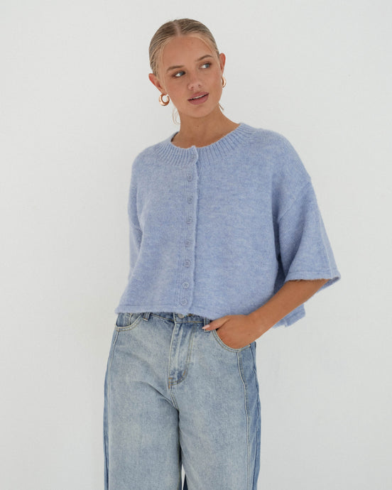 DAISY CROPPED CARDIGAN - BLUE