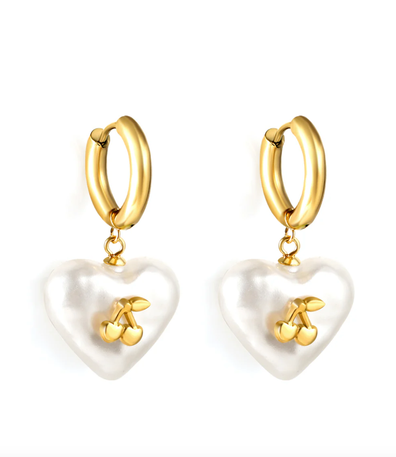 PEARL CHERRY STUD EARRING - GOLD