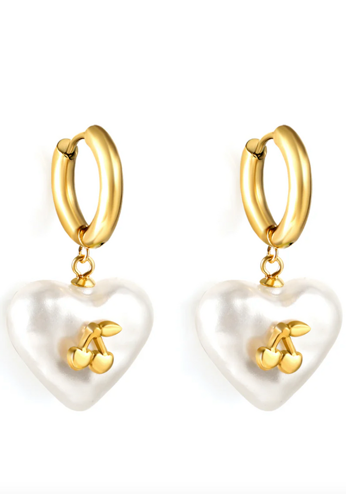 PEARL CHERRY STUD EARRING - GOLD