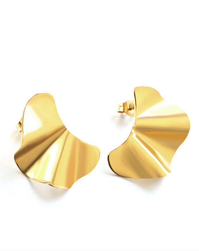 Load image into Gallery viewer, GOLD WAVE STATEMENT STUD