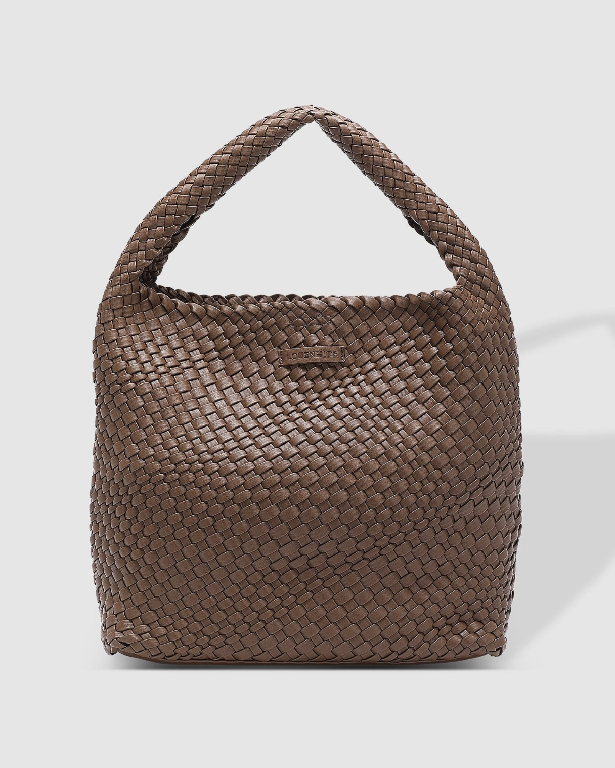 LOUENHIDE GABBY WOVEN SHOULDER BAG - CHOCOLATE