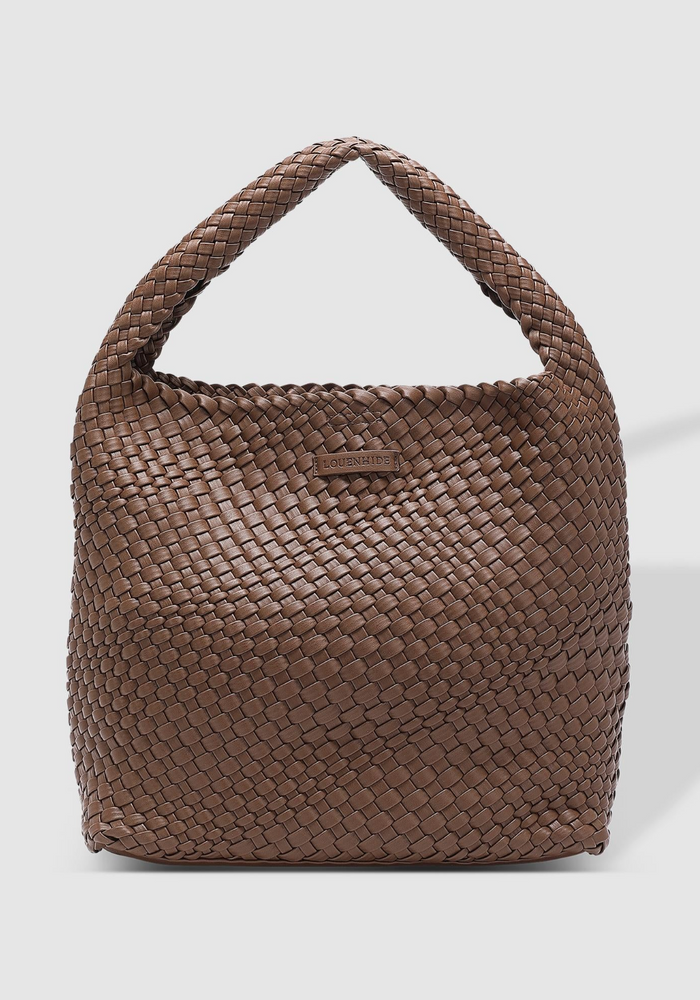 LOUENHIDE GABBY WOVEN SHOULDER BAG - CHOCOLATE
