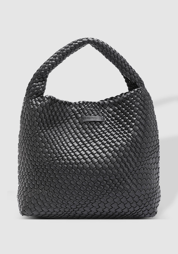 LOUENHIDE GABBY WOVEN SHOULDER BAG - BLACK