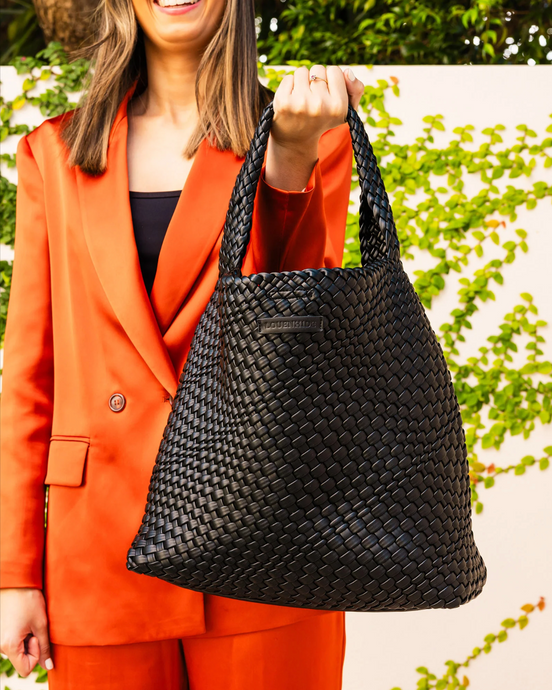 LOUENHIDE GABBY WOVEN SHOULDER BAG - BLACK
