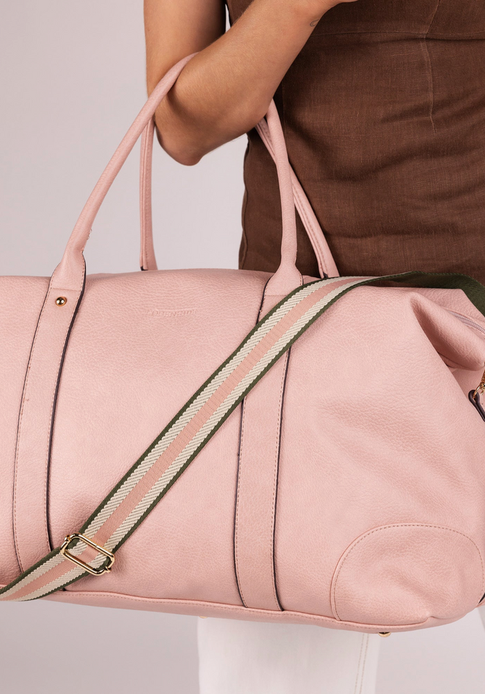 LOUENHIDE ALEXIS STRIPE WEEKENDER TRAVEL BAG - BLUSH