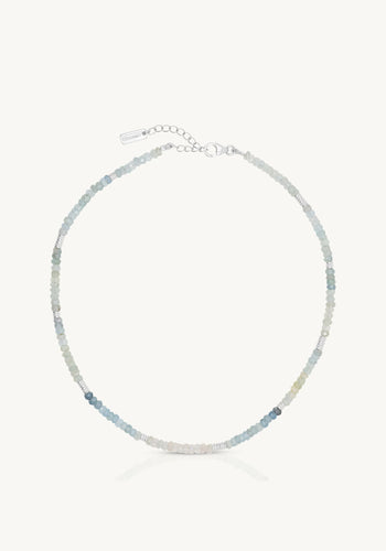 TONI MAY AQUAMARINE BEADED NECKLACE - SILVER