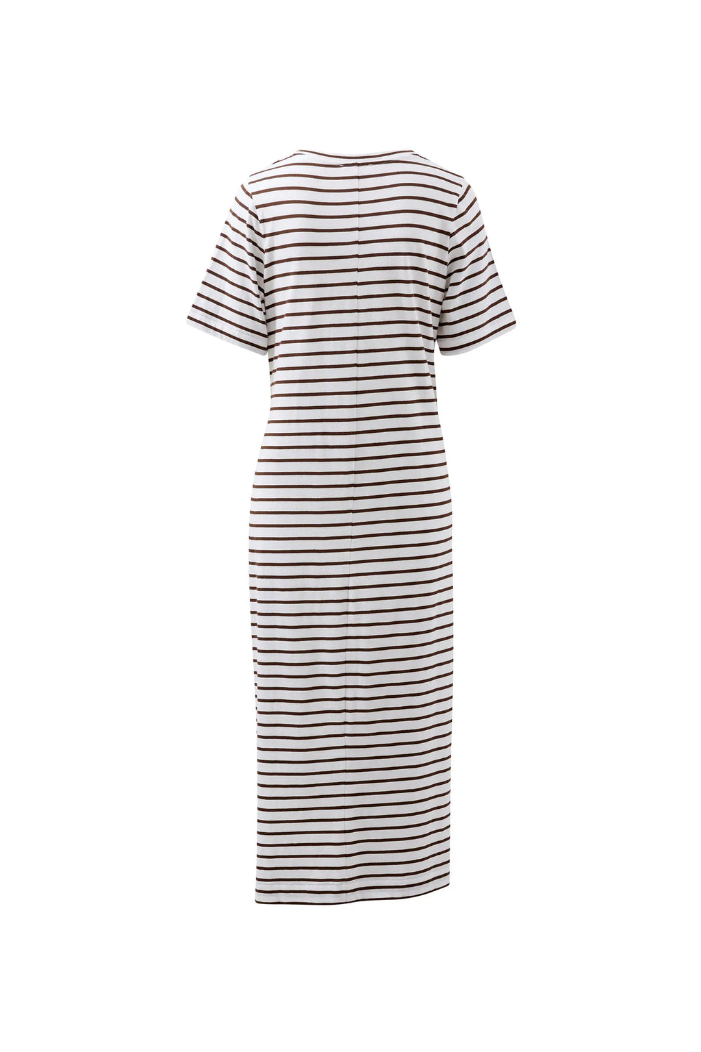 CERES LIFE ALLORA TIE MIDI TEE DRESS - CHOC STRIPE