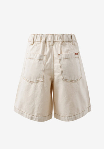 CERES LIFE SYLVIE LONGLINE PLEAT DENIM SHORT - NATURAL ECRU