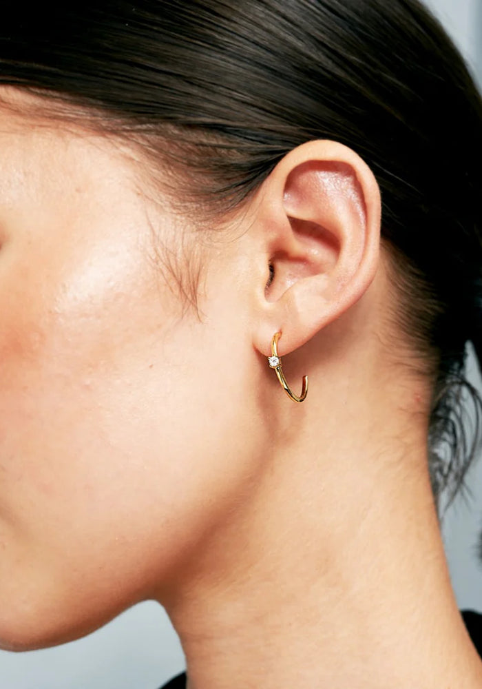 MINIMAL DIAMANTE EARRINGS - GOLD